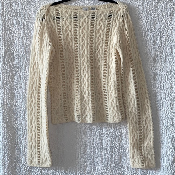 A/X Armani Exchange Merino Wool Angora Rabbit Hair Cable Knit Sweater - Picture 1 of 7